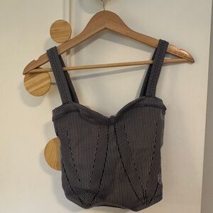 FP Movement by Free People Black and White Pinstripe Bustier Crop Top